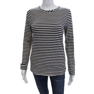 Perfect White Tee Womens Black Striped Long Sleeve Basic Tee Size XS